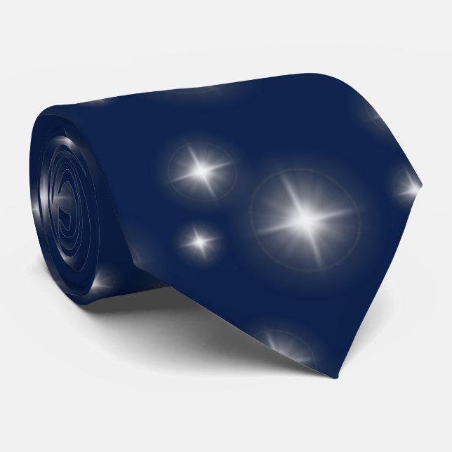 Gravata Estrelas brilhantes no azul escuro (Rolled)