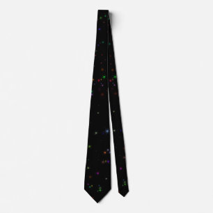 Gravata Estrelas coloridas espumantes no design negro céu