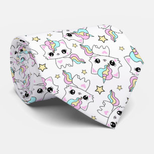 Gravata estrelas de unicórnio fofo em fundo branco