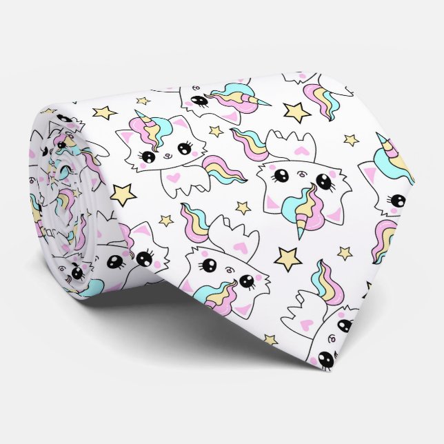 Gravata estrelas de unicórnio fofo em fundo branco (Rolled)