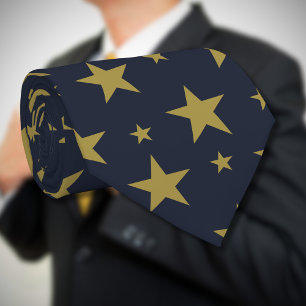 Gravata Estrelas do ouro em azul Marinho - Elegante e Eter