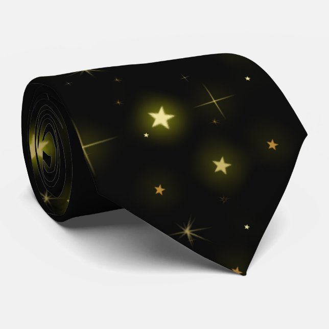 Gravata Estrelas Douradas personalizadas e brilhantes a pr (Rolled)