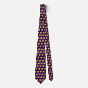 Gravata Estrelas Ligadas Amarelas - Roxo Escuro