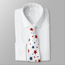 Gravata Estrelas Patrióticas Padrão Azul Branco Vermelho