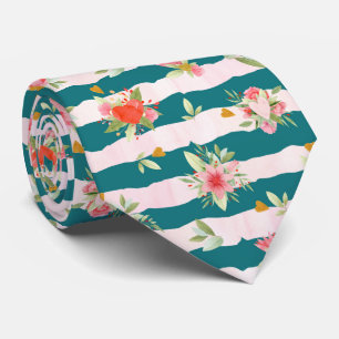 Gravata Estrias De Aquarelas E Flores