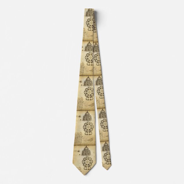 Gravata Estudo de Catedral Arquitetônica de Leonardo da Vi (Frente)