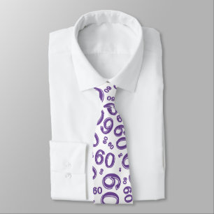 Gravata Etapa 60 Padrão de Números Aleatórios Roxo/Branco