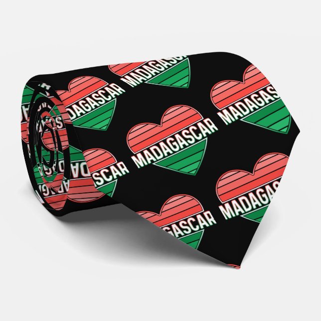 Gravata Eu amo Madagascar, coração malgaxe (Rolled)