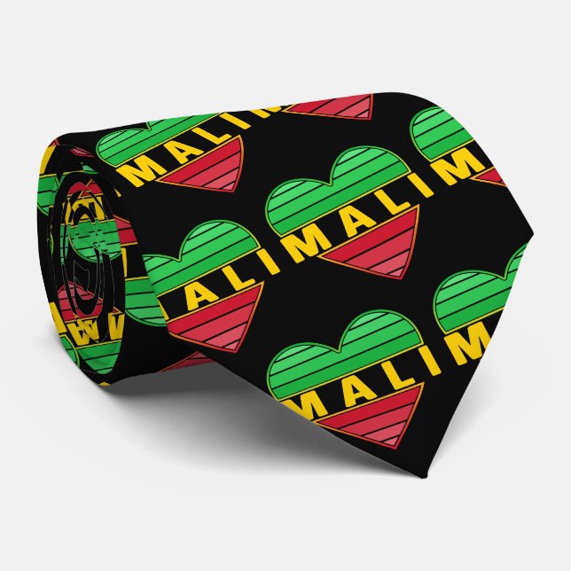 Gravata Eu Amo Mali, Coração Maliano (Rolled)