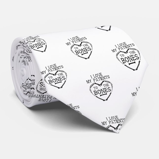 Gravata Eu amo meus pacientes ao quiroprático ósseo (Rolled)