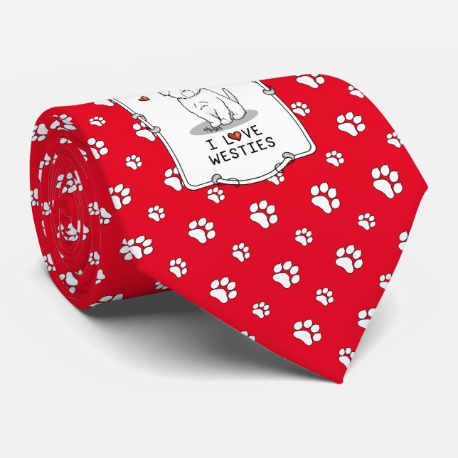 Gravata Eu Amo Westies - West Highland White Terriers Cujo (Rolled)