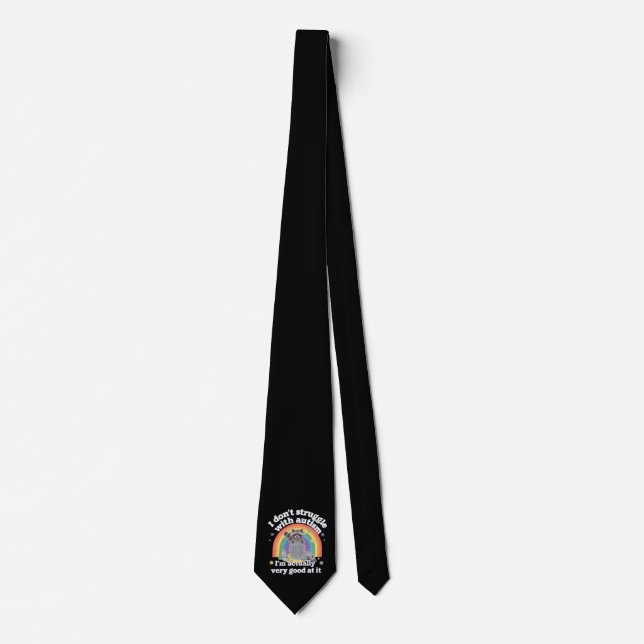 Gravata Eu Não Luto Com Autismo Autista Engraçado Raccoon (Frente)