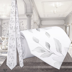 Gravata Eucalipto De Cinza Mole Em Casamento Branco Puro