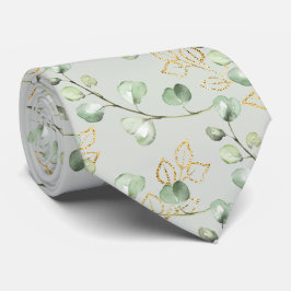 Gravata Eucalipto Dourado Elegante Prata Casamento Sage