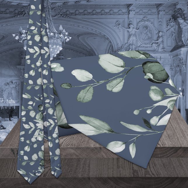 Gravata Eucalipto Prata Sage Verde Casamento Azul Naval (Criador carregado)