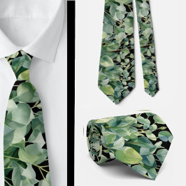 Gravata Eucalyptus Greenery Classic Formal Floral Neck Tie