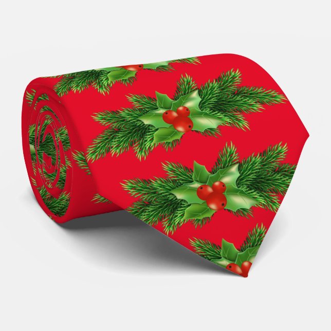 Gravata Evergreens Tradicionais e Holly Christmas (Rolled)