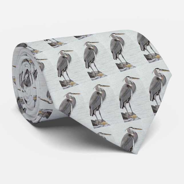 Gravata Excelente Blue Heron (Rolled)