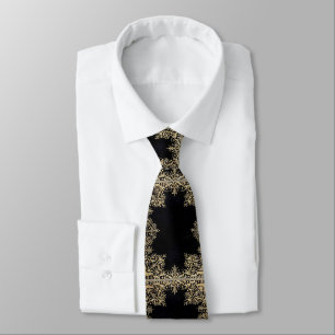 Gravata Falln Black E Dourado Filigre