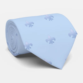Gravata Falso Fleur de lis Prata DIY Azul Empoeirado