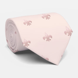 Gravata Falso Fleur de lis Rosa Dourado em Rosa Cor-de-Ros