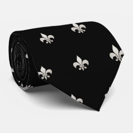 Gravata Falso Ouro Fleur de lis DIY Preto Prata