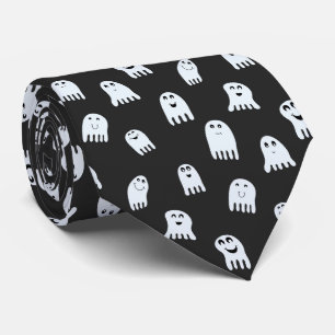 Gravata Fantasmas bonitos do Halloween em preto branco e c