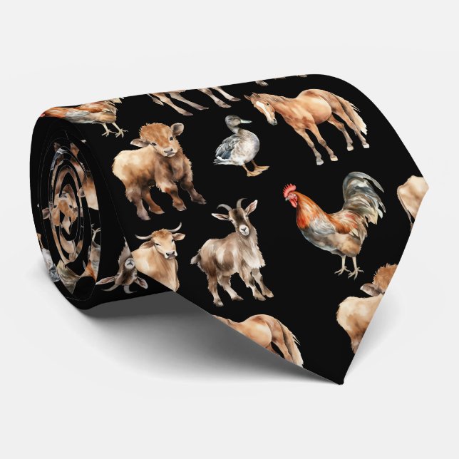Gravata Farm Animals Pattern Neck Tie (Rolled)