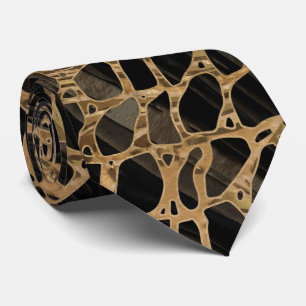 Gravata Faux Crocodilo Negro Mármore líquido e ouro