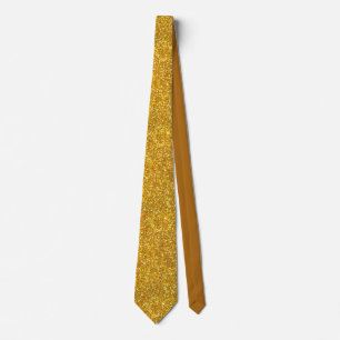 Gravata Faux Dourado Luxe Shiny Glitter Party Neck Tie