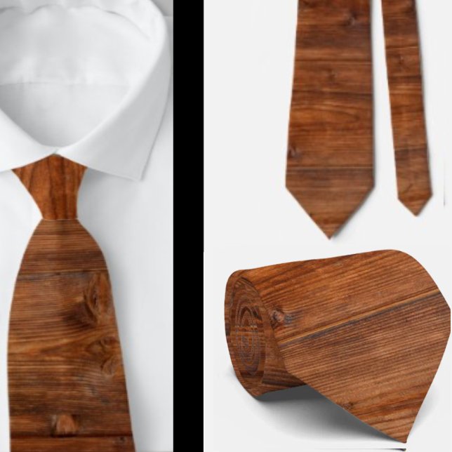 Gravata Faux Wood Grain Masculine Rustic Necktie (Criador carregado)