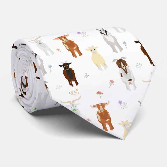 Gravata Fazenda de Cabras Engraçadas Animais (Rolled)