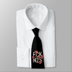 Gravata FCK NZS Floral Contra a Direita Sem Nazistas Lgbtq