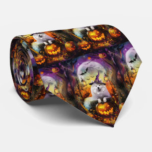 Gravata Feiticeira de Halloween e Abóbora Samoyed Samoyed