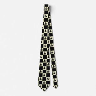 Gravata Feiticeiras Pretas Xadrez Preto e Amarelo