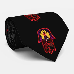 Gravata Feito do Hamsa: Árvore viva vermelha/rosa