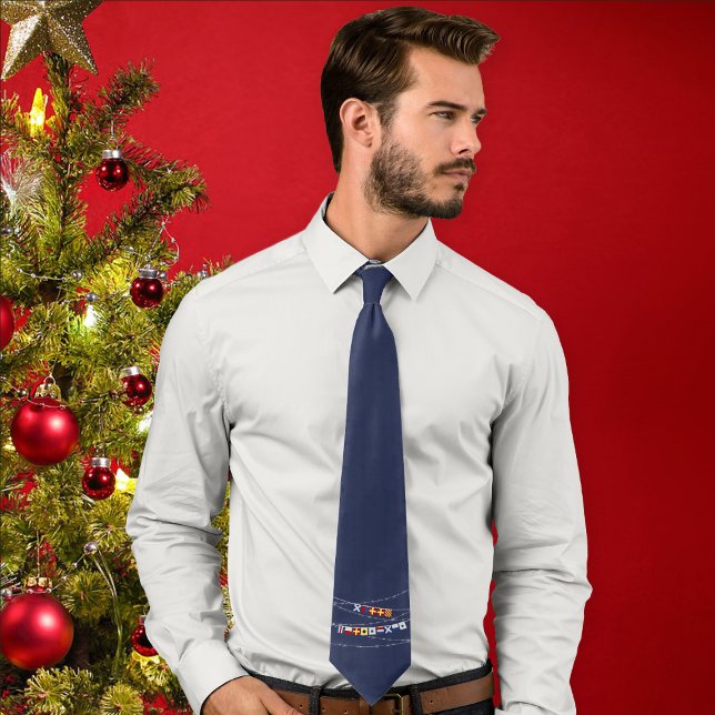 Gravata feliz de Sinalizador de Sinal Náutico #Natal | Azu (Criador carregado)