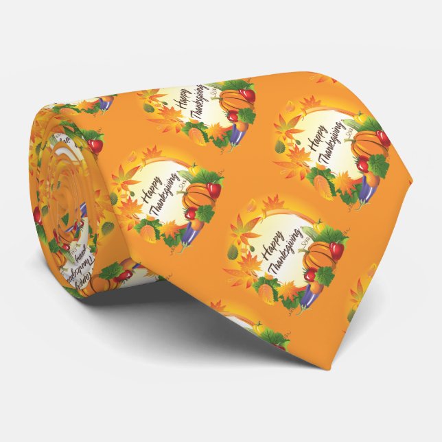Gravata Feliz Dia de Ação de Graças 5 Tie (Rolled)