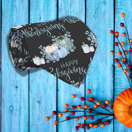 Gravata Feliz Dia de Ação de Graças em azul a preto |