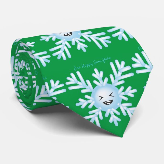 Gravata Feliz Floco de Neve Emoticon Thunder_Cove (Rolled)