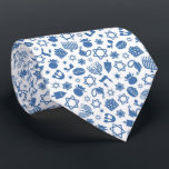 Gravata Feliz Hanukkah, Jewish Star Menorah Blue Neck Tie<br><div class="desc">Feliz Hanukkah,  Menorah,  sonho,  estrela judia,  padrão,  gravata.</div>