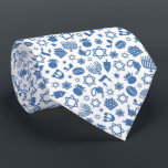 Gravata Feliz Hanukkah, Jewish Star Menorah Blue Neck Tie<br><div class="desc">Feliz Hanukkah,  Menorah,  sonho,  estrela judia,  padrão,  gravata.</div>