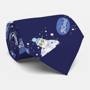 Gravata Feliz Hoots Snowy Owl com empate de pescoço com f
