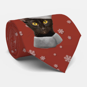 Gravata Feliz Natal Papais noeis Negros Gato