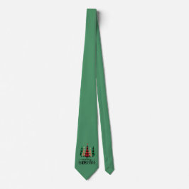 Gravata Feliz Natal Vermelho Verde Preto Xadrez Búfalo Árv