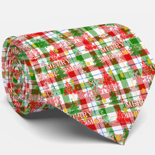 Gravata Feliz Natal Xadrez Decorativa Tartan