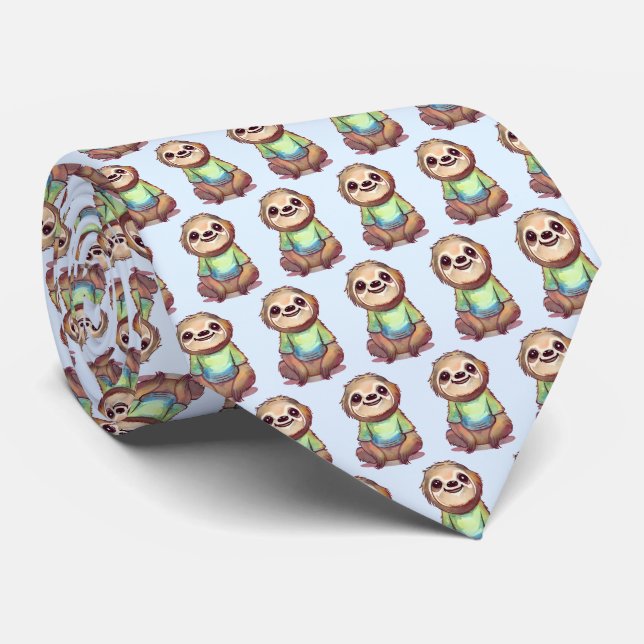 Gravata Feliz Sloth Vestindo um Padrão de Camisa Bonita (Rolled)