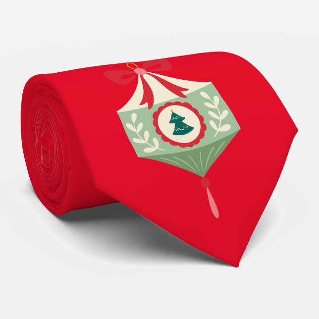 Gravata Felizes feriados Bonito aquarela arte vermelha (Rolled)