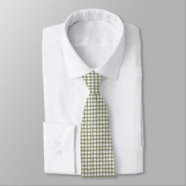 Gravata Feriado Clássico de Xadrez de Gingham Verde-Azeito
