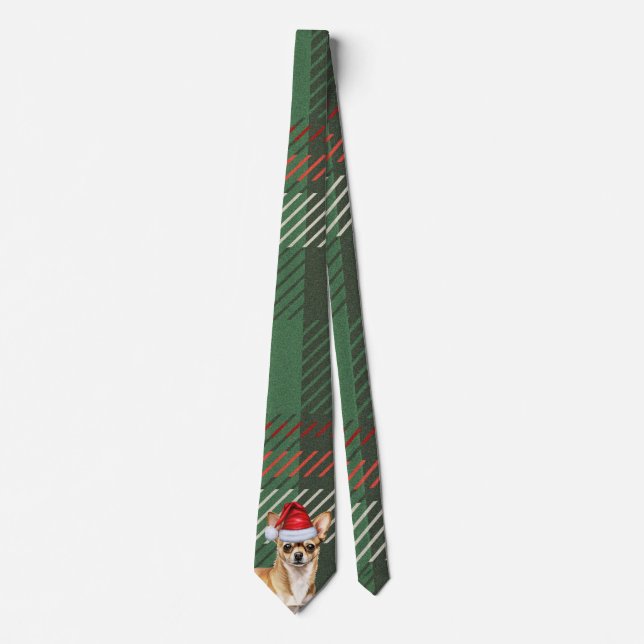 Gravata Feriado de Natal da Xadrez Vermelha Verde de Chihu (Frente)